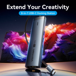 ������������ Vention USB-C 7-in-1 USB-C PD + USB 3.2 + USB 3.0 + USB 2.0 + RJ45 + SD/TF + HDMI 0.15m (TGUHB) - �������� 2