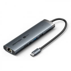 ������������ Vention USB-C 7-in-1 USB-C PD + USB 3.2 + USB 3.0 + USB 2.0 + RJ45 + SD/TF + HDMI 0.15m (TGUHB)