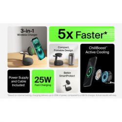 Зарядное устройство Belkin UltraCharge Pro Wireless 3-in-1 25W charcoal (WIZ040KQCH) - Картинка 6