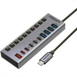 ������������ Promate USB-C 10-in-1 5xUSB-C + 5xUSB gray (gegahub-5g)