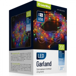 �������� ������������ ColorWay, 200 LED, ������������, 20 �, 8 �������, ������� �� USB (6 ��), ���������� ������ (CW-G-200L20UTMC)