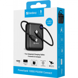 ������� ������������ Sandberg 10000mAh PD/3.1/20W, QC/3.0, USB-C In/Out, with 2 cables USB-C (421-26) - �������� 6
