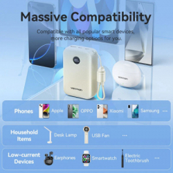 Батарея универсальная VENTION 20000mAh 22,5W Fast Charging, with built-in USB-C cable, Beige (FKBN0-C) - Картинка 5