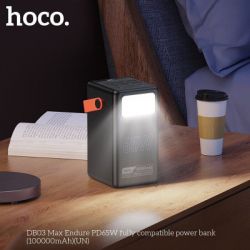Батарея універсальна HOCO 100000mAh Max Centurion PD/65W, QC, LED Lamp, Black (DB03 / 714722) - Картинка 7