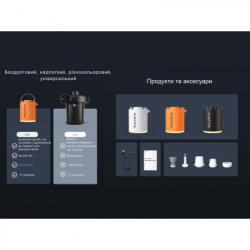 Насос для надувной мебели Flextail Tiny Pump Х з функцією ліхтаря, помаранчевий (6975755964379) - Картинка 11