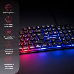 Клавіатура Hlmer K-01GS RGB Backlight USB UA Black (K-01GS) - Картинка 7