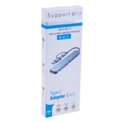 ������������ Dynamode USB-C/A 8-in-1 1xUSB-C + 1xUSB 3.0 + 3xUSB 2.0 + 3.5mm audio + SD/TF silver (BYL-2218TU) - �������� 3