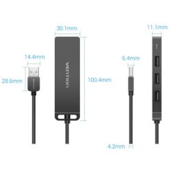 ������������ Vention USB 2.0 to 4xUSB 2.0 black (CHMBB) - �������� 2