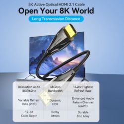 ������ ������������� HDMI M to HDMI M 15.0m V2.1 Optical 8K 60Hz 48Gbps Dolby 7.1 black Vention (ALBBN) - �������� 5
