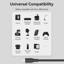 ���� ������ USB 2.0 AM to Micro 5P 2.0m black Vention (CTIBH) - �������� 6