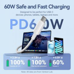 Дата кабель USB-C to USB-C 1.0m 60W white Vention (TRCWF) - Картинка 5
