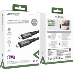 Дата кабель USB-C to USB-C 1.0m USB 4.0 240W audio/video black-grey Acefast (6974316282631) - Картинка 3