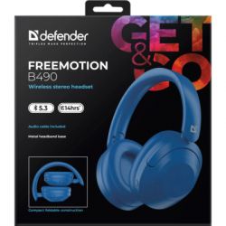 Наушники Defender FreeMotion B490 Bluetooth Blue (63491) - Картинка 7