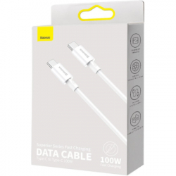 Дата кабель USB-C to USB-C 2.0m 100W white Baseus (CATYS-C02) - Картинка 3