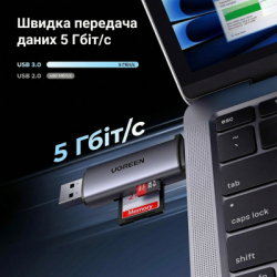 Картридер Кардридер USB Ugreen CM185, Grey, Type-C / USB 3.0 - microSD / SD (50706) - Картинка 9