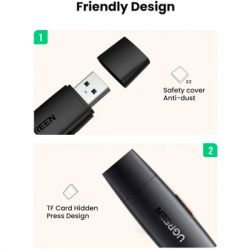 Картрідер Зчитувач флеш-карт Ugreen USB-C + USB to TF/SD 3.0 CM304 black (80191) - Картинка 3