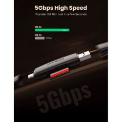 Картрідер Зчитувач флеш-карт Ugreen USB-C + USB to TF/SD 3.0 CM304 black (80191) - Картинка 6