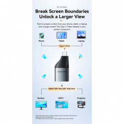 ���������� HDMI F to USB-C M 4K60Hz Essager (EZJHD60-MJ0G-P) - �������� 4