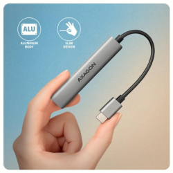 ������������ AXAGON USB-C to 1xUSB-A 5Gbps + 2xUSB-A 480Mbps + 1xUSB-C 480Mbps 0.12m aluminum (HUE-STC) - �������� 6