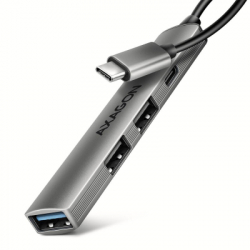 ������������ AXAGON USB-C to 1xUSB-A 5Gbps + 2xUSB-A 480Mbps + 1xUSB-C 480Mbps 0.12m aluminum (HUE-STC)