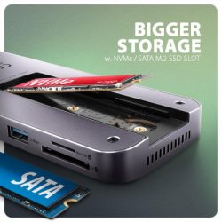 Концентратор AXAGON USB-C 12-in-1 HDMI + DisplayPort + RJ45 1000Mbps + PD100W aluminum gray (HMC-12GM2) - Картинка 5