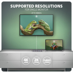 Концентратор AXAGON USB-C 12-in-1 HDMI + DisplayPort + RJ45 1000Mbps + PD100W aluminum gray (HMC-12GM2) - Картинка 9