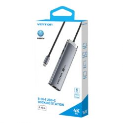 Концентратор Vention USB-C 9-in-1 HDMI 60Hz + 2xUSB 3.0 + RJ45 + SD/TF + 3.5mm + PD 100W (TGVHB) - Картинка 3