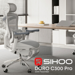 Офісне крісло Sihoo Крісло офісне з підставкою для ніг Sihoo DORO C300 Pro Mesh White with (DORO-C300-PRO-M102-JT) - Картинка 6