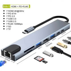 ������������ Dynamode USB-C 8-in-1 HDMI 4K30Hz + 1xRJ45 + 1xUSB 3.0 + 1xUSB 2.0 + 1xUSB-C PD (BYL-2017L) - �������� 10