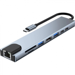 ������������ Dynamode USB-C 8-in-1 HDMI 4K30Hz + 1xRJ45 + 1xUSB 3.0 + 1xUSB 2.0 + 1xUSB-C PD (BYL-2017L)