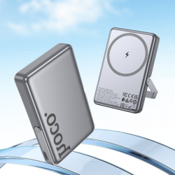 Батарея універсальна HOCO 10000mAh Sunlight PD/20W Magnetic with stand Metal Grey (Q36A / 714987) - Картинка 7