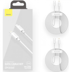 Дата кабель USB 2.0 AM to Lightning 1.5m 20W Simple WisdomKit (2PCS) white Baseus (TZCATLZJ-02) - Картинка 4