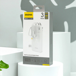Батарея універсальна Dudao 10000mAh K11 10W, USB-A, USB-C, microUSB, with USB-A/USB-C/Lightning/MicroUSB cables White (6977196681860) - Картинка 2