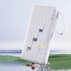 Батарея універсальна Dudao 10000mAh K11 10W, USB-A, USB-C, microUSB, with USB-A/USB-C/Lightning/MicroUSB cables White (6977196681860) - Картинка 3