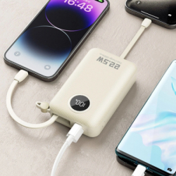 Батарея універсальна Dudao 20000mAh K14+ 22.5W, PD, QC, USB-A, USB-C(In/Out), with built-in USB-C/Lightning cables, White (6977196680023) - Картинка 6