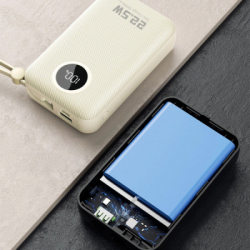 Батарея універсальна Dudao 20000mAh K14+ 22.5W, PD, QC, USB-A, USB-C(In/Out), with built-in USB-C/Lightning cables, White (6977196680023) - Картинка 8