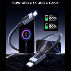 ���� ������ USB-C to USB-C 1.0m PD60W 3A braided L524 gray Ugreen (55765) - �������� 4