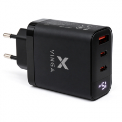 �������� ���������� Vinga 2xUSB-C + USB-A Display 65W (VCR65ACCDB)