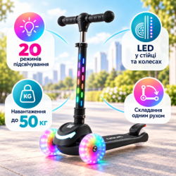 Самокат LiT Nova LAVA LED - Black (LT-7004) - Картинка 3