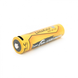 Акумулятор 18650 3500mah (3400-3500mah), 3.7V(2.7-4.2V), Type-C, 72*18.6mm, Yellow Liitokala (USB-18-T35) - Картинка 2