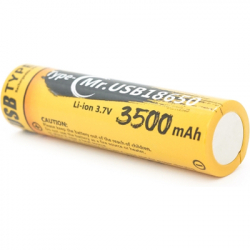 Акумулятор 18650 3500mah (3400-3500mah), 3.7V(2.7-4.2V), Type-C, 72*18.6mm, Yellow Liitokala (USB-18-T35) - Картинка 3