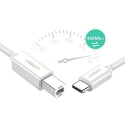 Кабель для принтера Ugreen USB-C 2.0 to BM 1.5m white (40417) - Картинка 4
