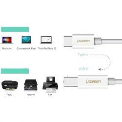 Кабель для принтера Ugreen USB-C 2.0 to BM 1.5m white (40417) - Картинка 6