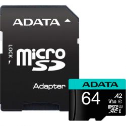 ����� ������ ADATA 64GB microSD class 10 UHS-I U3 V30 A2 Premier Pro SD 6.0 (AUSDX64GUI3V30SA2-RA1)
