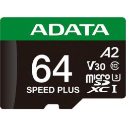 Карта пам'яті Карта пам'яті ADATA 64GB microSD class 10 UHS-I U3 V30 A2 Speed Plus (UD64GUI3V30A2SP-RA1) - Картинка 2