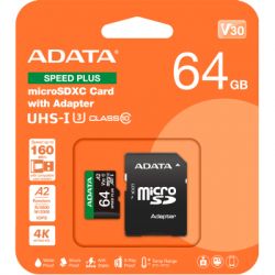 Карта пам'яті Карта пам'яті ADATA 64GB microSD class 10 UHS-I U3 V30 A2 Speed Plus (UD64GUI3V30A2SP-RA1) - Картинка 3