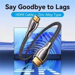 Кабель мультимедійний HDMI M to HDMI M 15.0m V2.0 4K60Hz braided zinc alloy black Vention (ALMBN) - Картинка 4