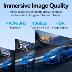 Кабель мультимедійний HDMI M to HDMI M 15.0m V2.0 4K60Hz braided zinc alloy black Vention (ALMBN) - Картинка 8