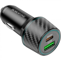 Зарядний пристрій BOROFONE 1xUSB-C PD30W + 1xUSB QC3.0 48W car adapter black (6941991101175) - Картинка 3