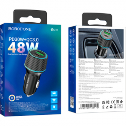 Зарядний пристрій BOROFONE 1xUSB-C PD30W + 1xUSB QC3.0 48W car adapter black (6941991101175) - Картинка 5